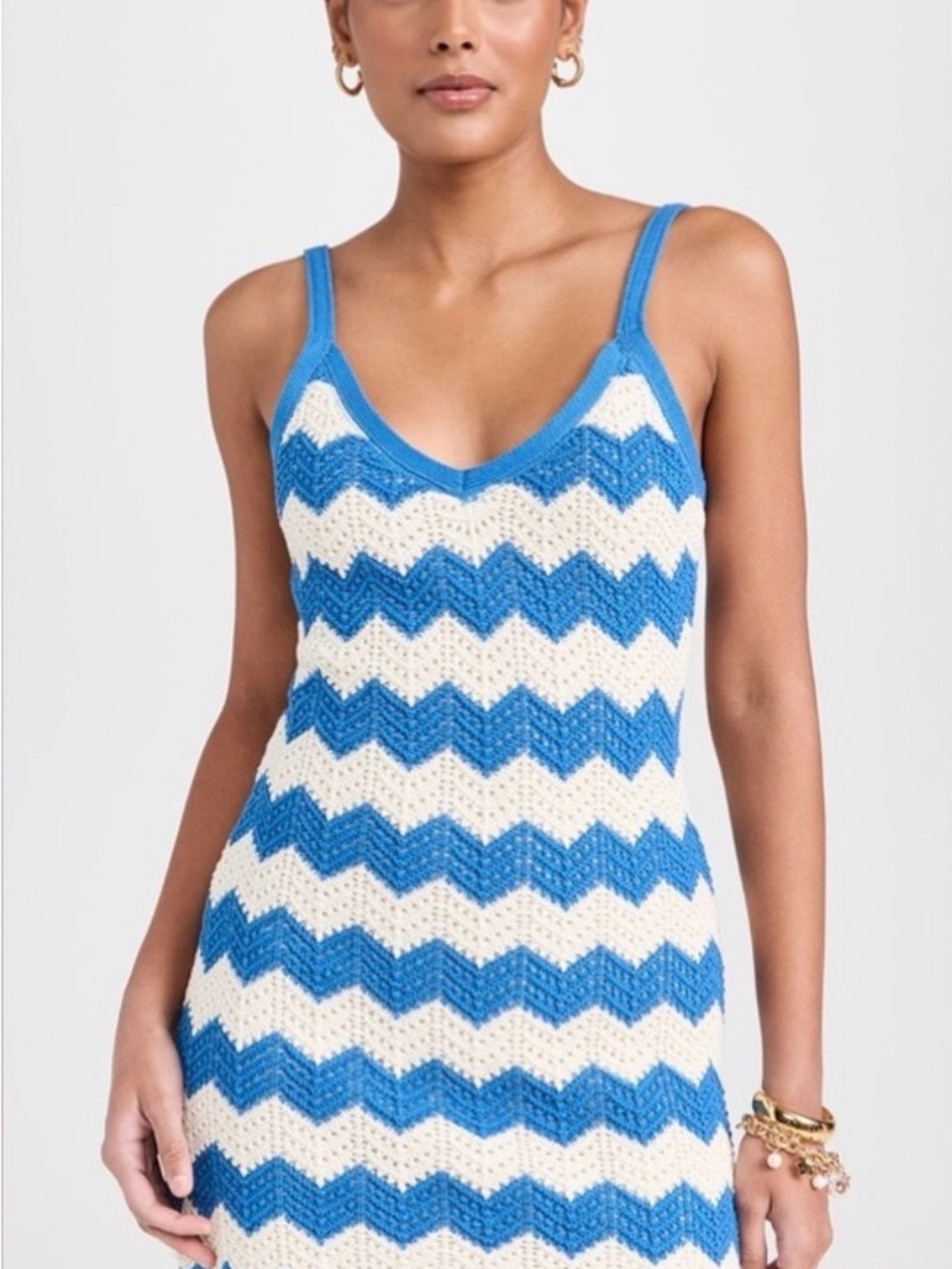 Z Supply Blue & Cream Chevron Knit Mini Dress